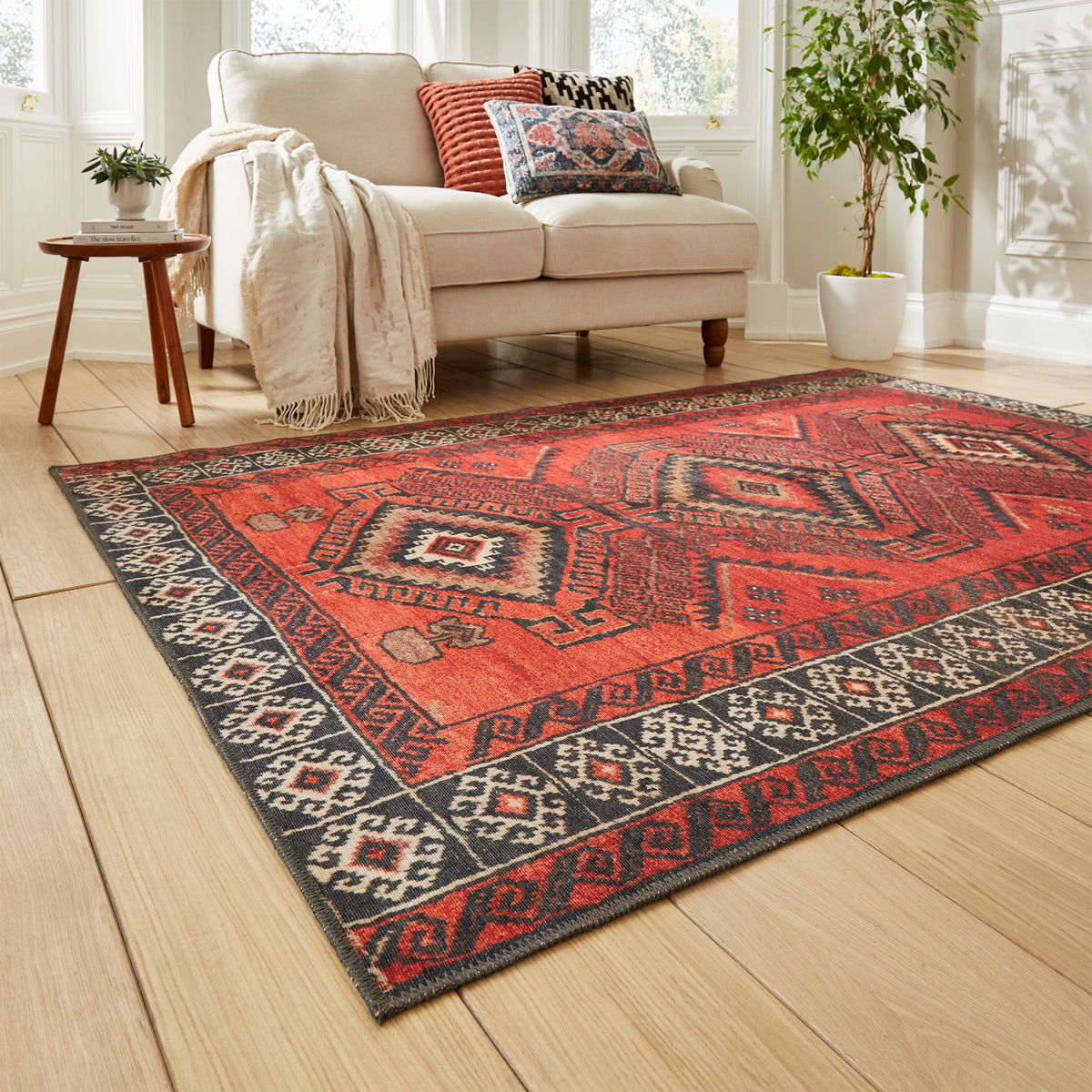 Birchall Washable Tribal Design Rug Red from Roseland Furniture
