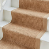 Ford Herringbone Jute Border Stair Runner Beige from Roseland Furniture