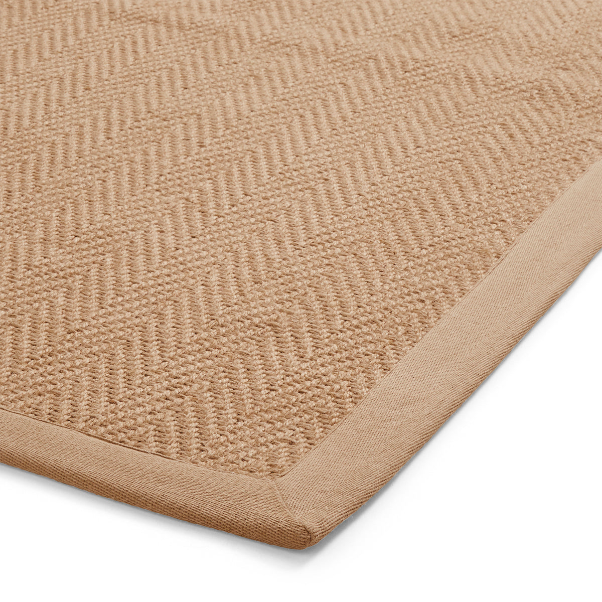Ford Herringbone Jute Border Rug Beige from Roseland Furniture