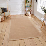Ford Herringbone Jute Border Rug Beige from Roseland Furniture