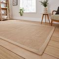 Ford Herringbone Jute Border Rug Beige from Roseland Furniture