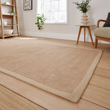 Ford Herringbone Jute Border Rug Beige from Roseland Furniture