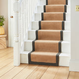 Ford Herringbone Jute Border Stair Runner Charcoal from Roseland Furniture