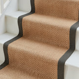 Ford Herringbone Jute Border Stair Runner Charcoal from Roseland Furniture