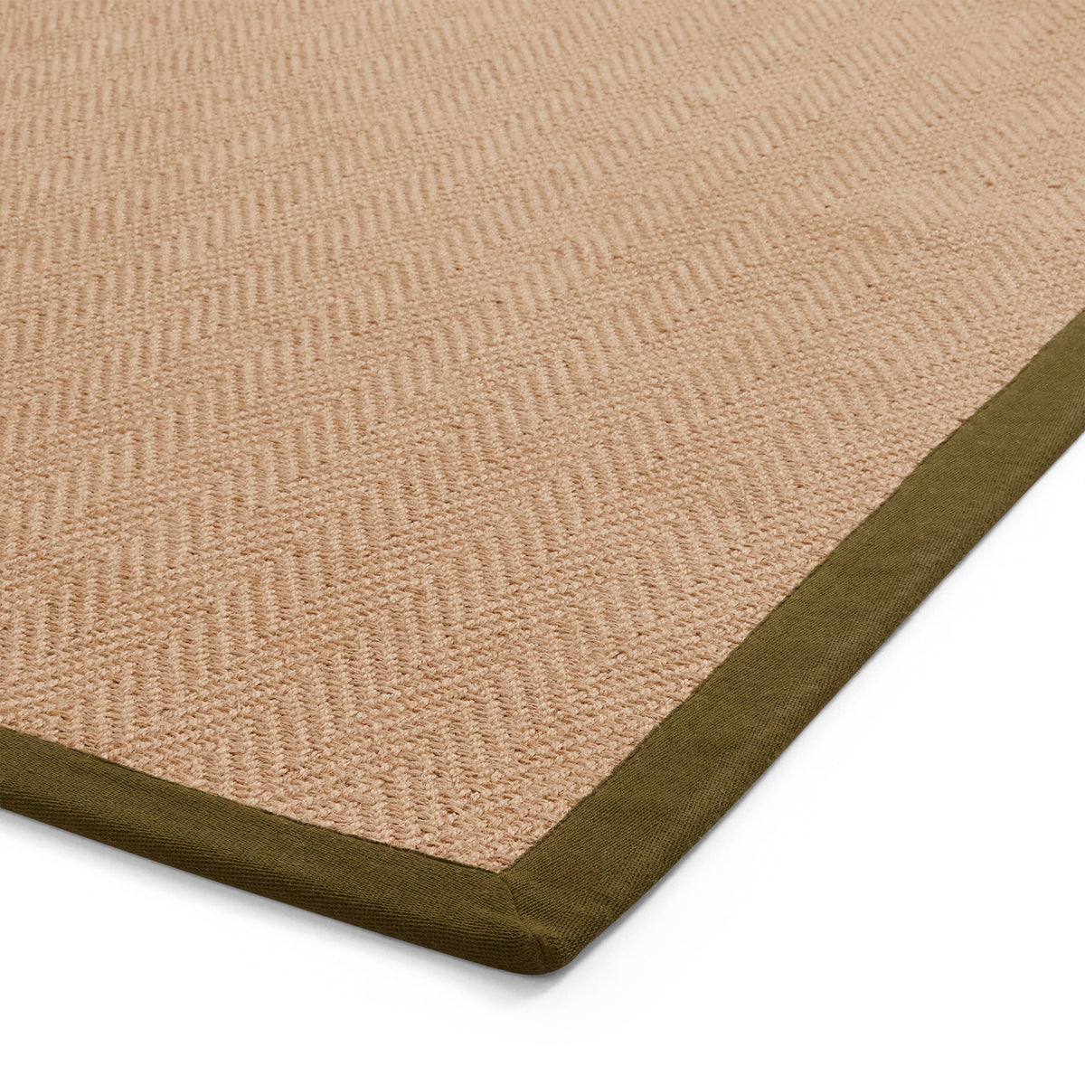 Ford Herringbone Jute Border Rug Green from Roseland Furniture