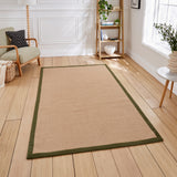 Ford Herringbone Jute Border Rug Green from Roseland Furniture