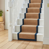 Ford Herringbone Jute Border Stair Runner Navy from Roseland Furniture