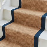 Ford Herringbone Jute Border Stair Runner Navy from Roseland Furniture
