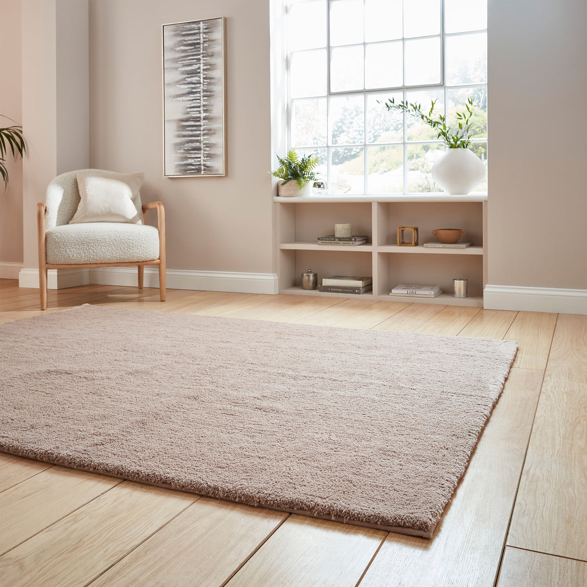 Mackenzie Washable Shaggy Rug Beige from Roseland Furniture