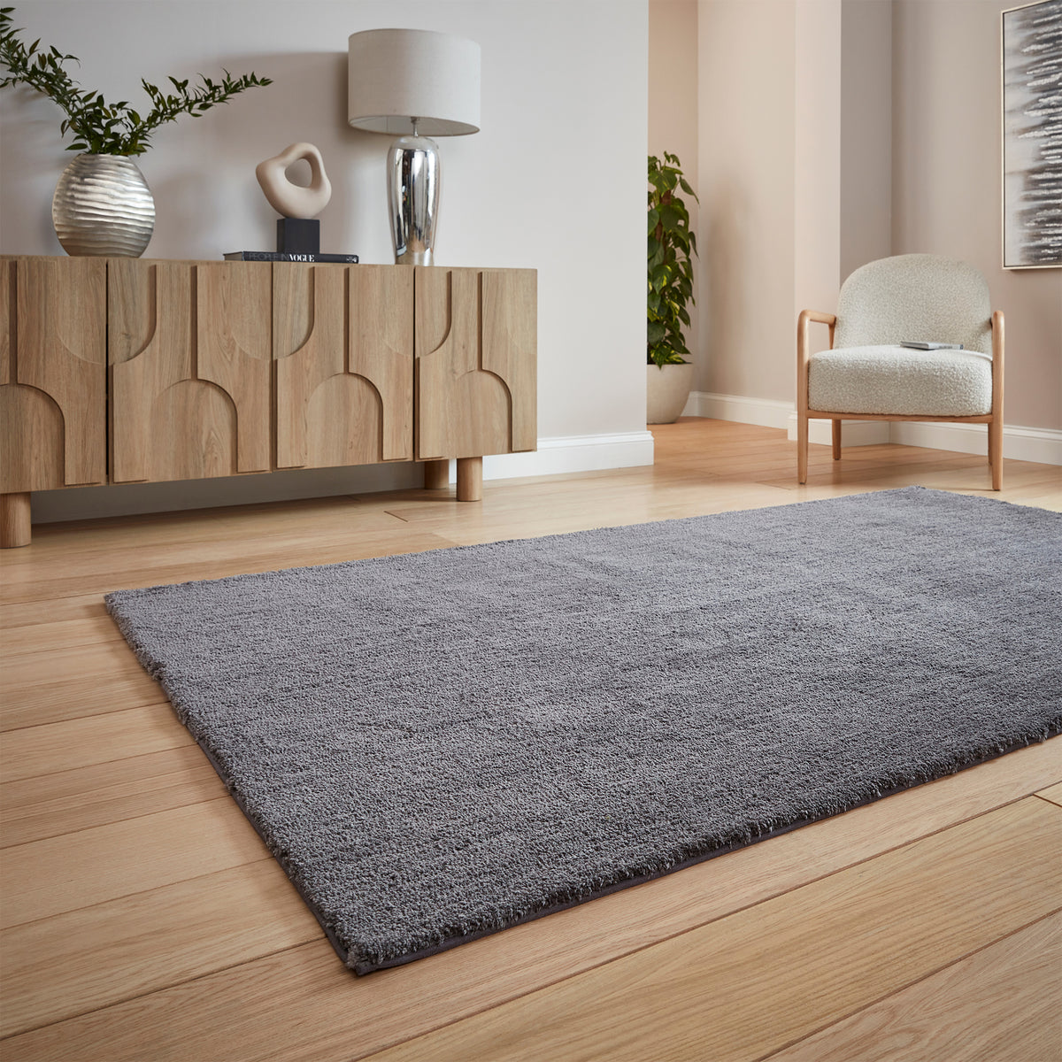 Mackenzie Washable Shaggy Rug Grey from Roseland Furniture