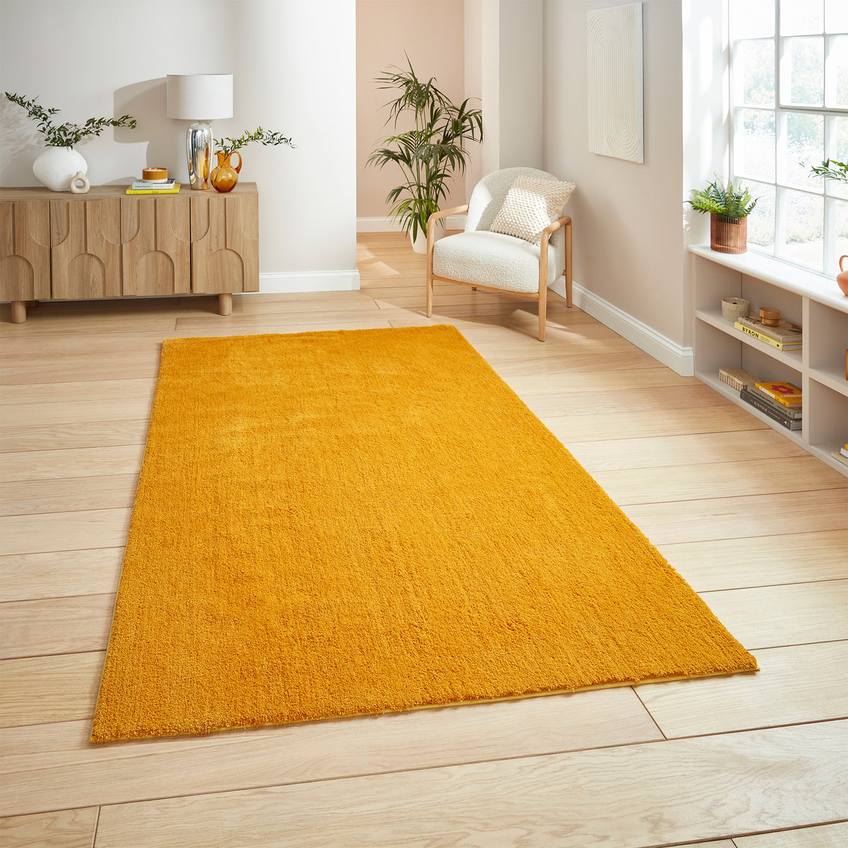 Mackenzie Washable Shaggy Rug Ochre from Roseland Furniture