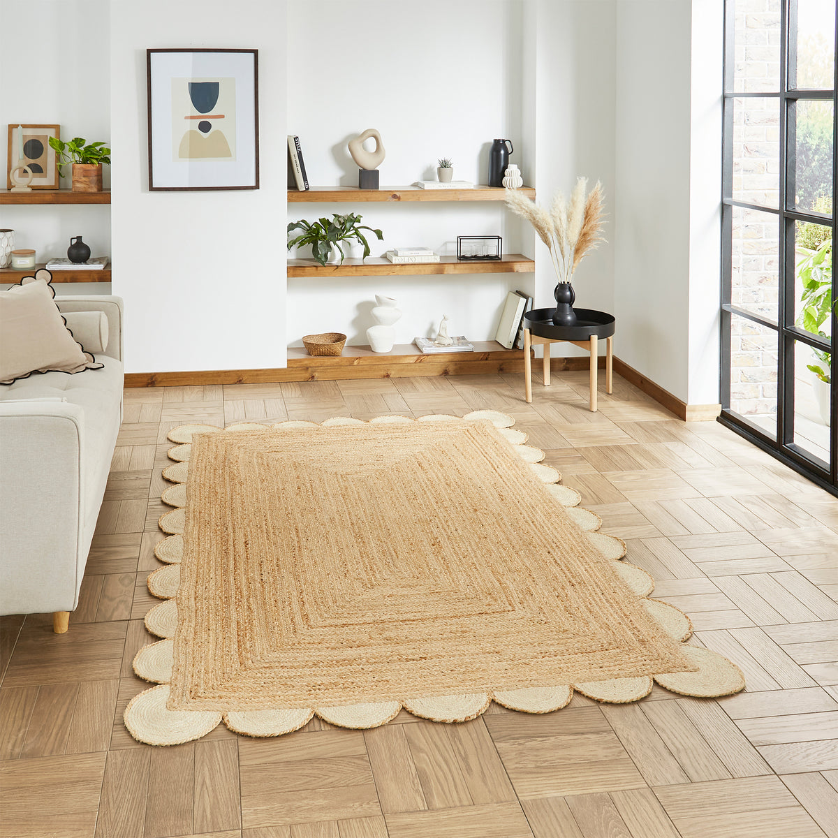 Chesney Round Jute Scalloped Edge Natural Rug