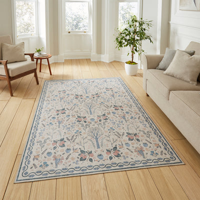 Emmie Washable Classic Floral Print Rug