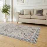Emmie Classic Floral Print Rug Beige Blue from Roseland Furniture