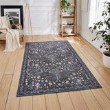 Emmie Classic Floral Print Rug Black Blue from Roseland Furniture