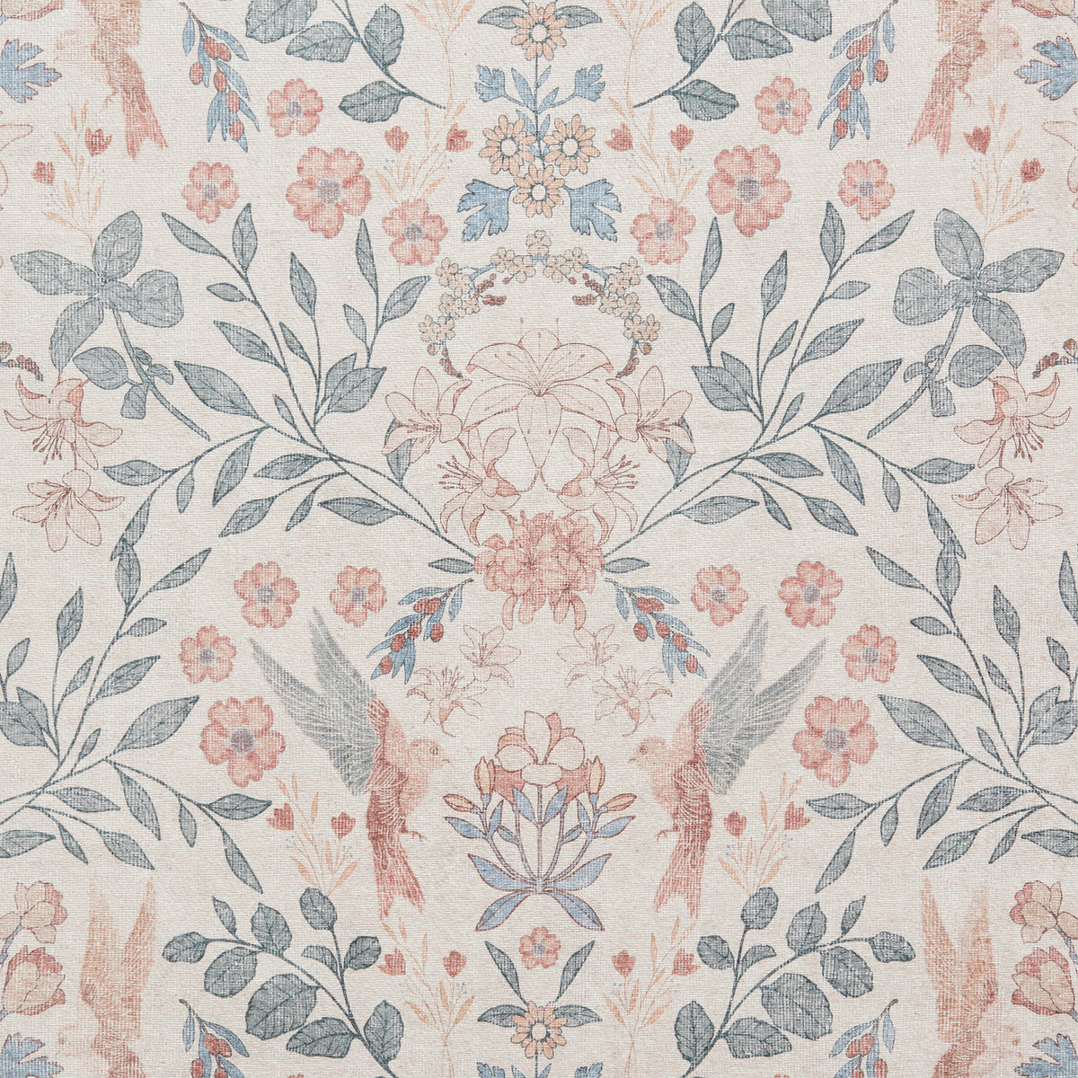 Rosa Classic Floral Print Rug Beige Blue from Roseland Furniture