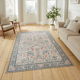 Rosa Classic Floral Print Rug Beige Blue from Roseland Furniture