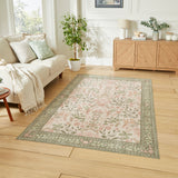 Rosa Classic Floral Print Rug Beige Green from Roseland Furniture