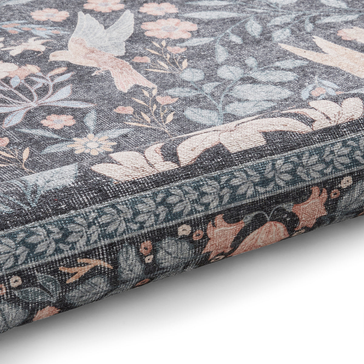 Rosa Classic Floral Print Rug Dark Blue from Roseland Furniture