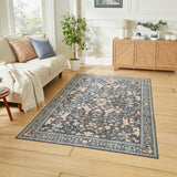 Rosa Classic Floral Print Rug Dark Blue from Roseland Furniture