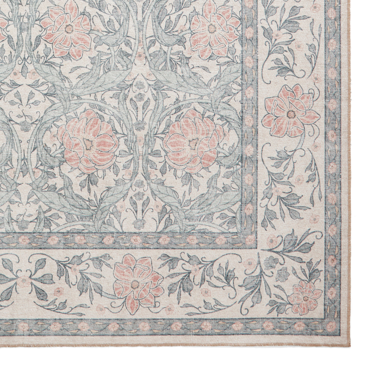 Aubrie Classic Floral Print Rug Beige Blue from Roseland Furniture