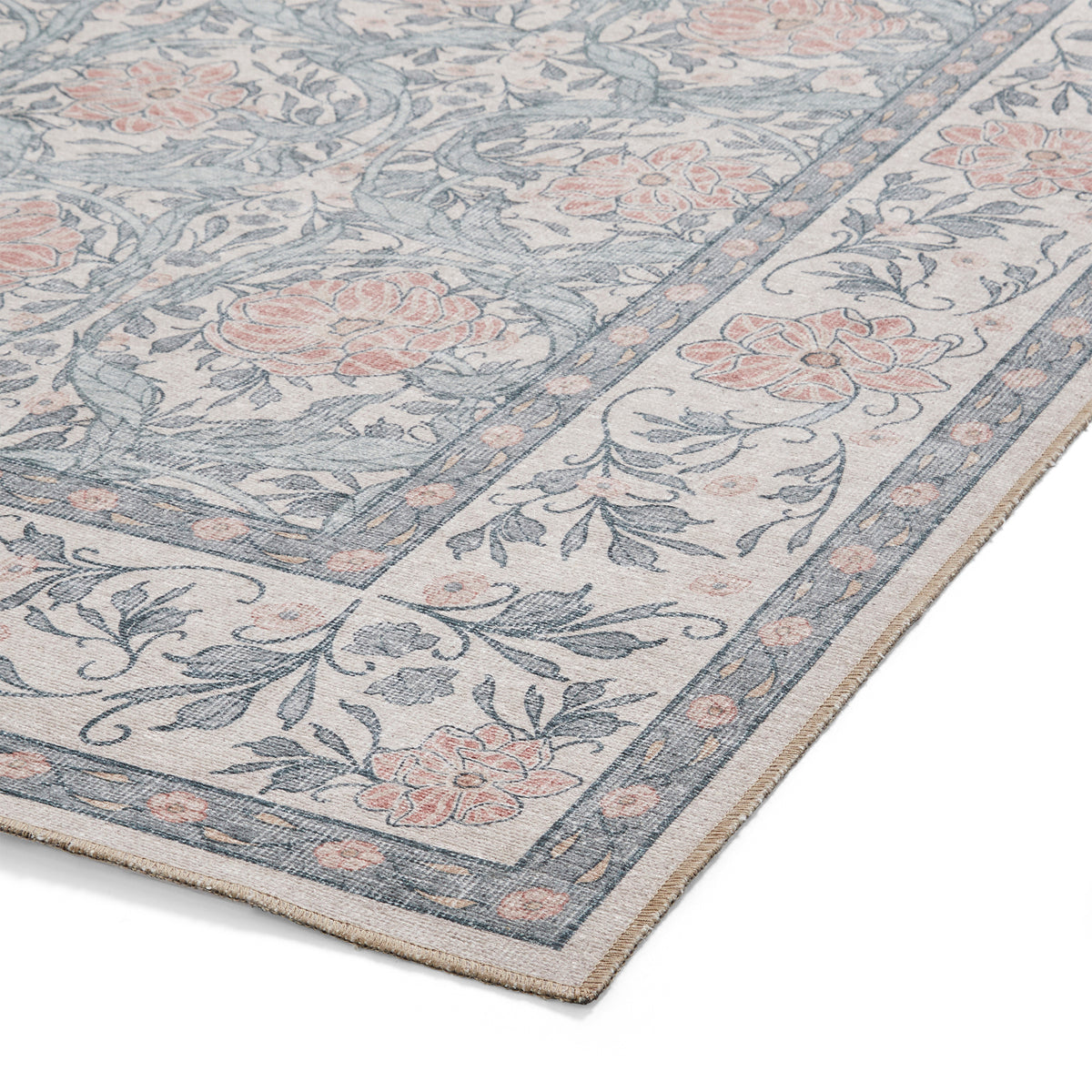 Aubrie Classic Floral Print Rug Beige Blue from Roseland Furniture