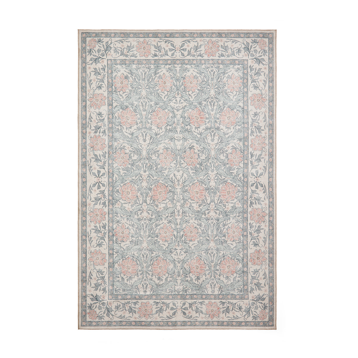 Aubrie Classic Floral Print Rug Beige Blue from Roseland Furniture