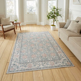Aubrie Classic Floral Print Rug Beige Blue from Roseland Furniture