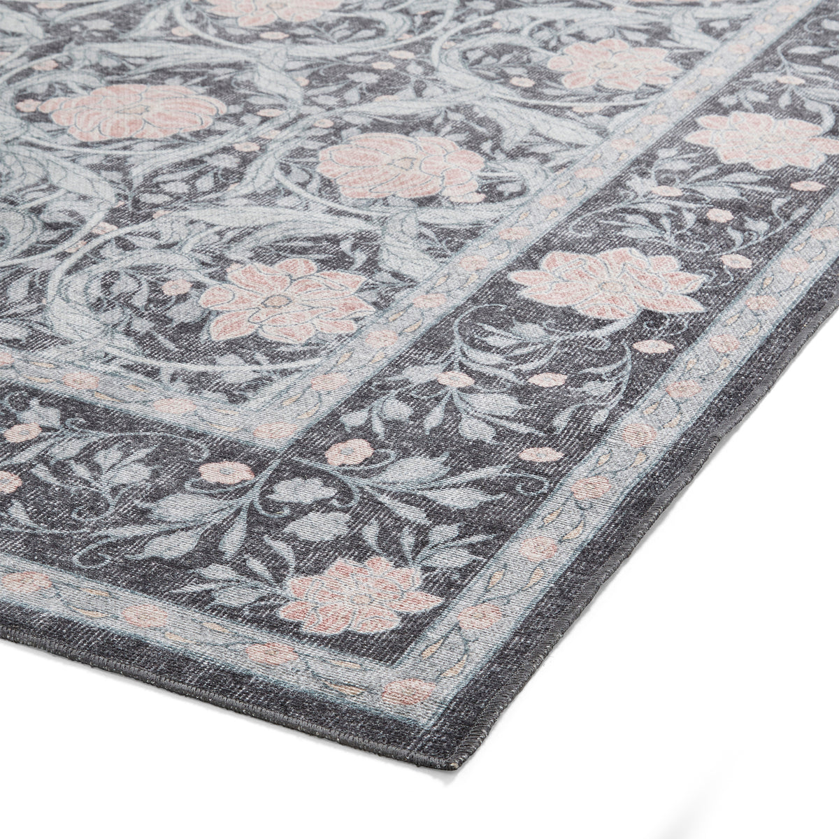 Aubrie Classic Floral Print Rug Dark Blue from Roseland Furniture