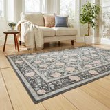 Aubrie Classic Floral Print Rug Dark Blue from Roseland Furniture