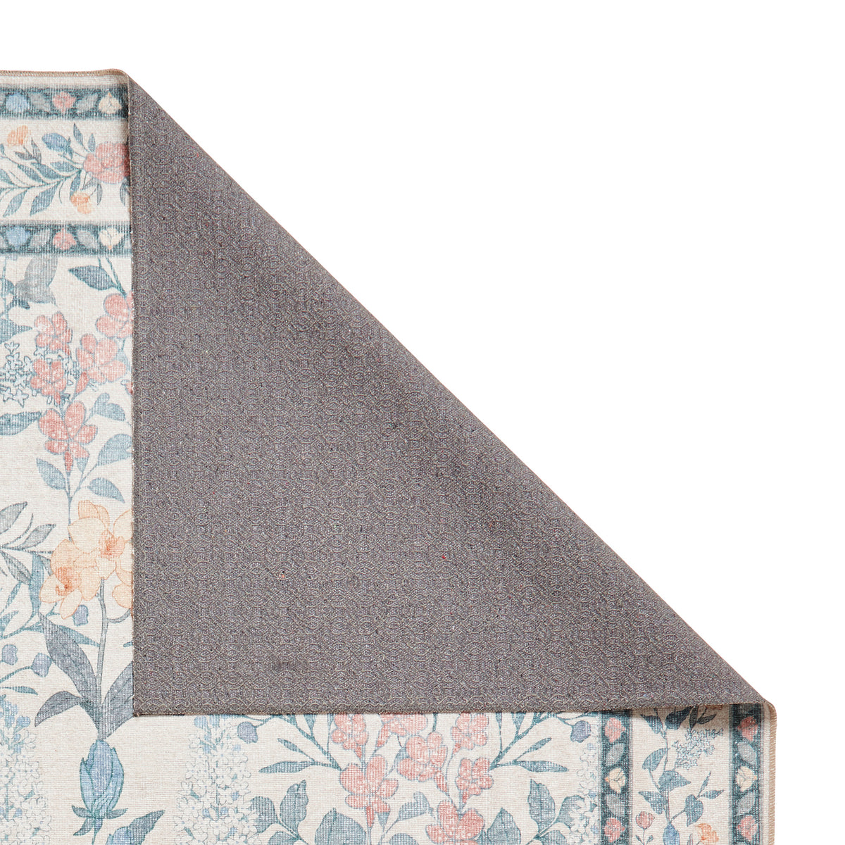 Mila Classic Floral Print Rug Beige Blue from Roseland Furniture