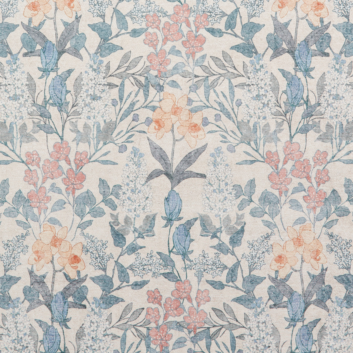 Mila Classic Floral Print Rug Beige Blue from Roseland Furniture