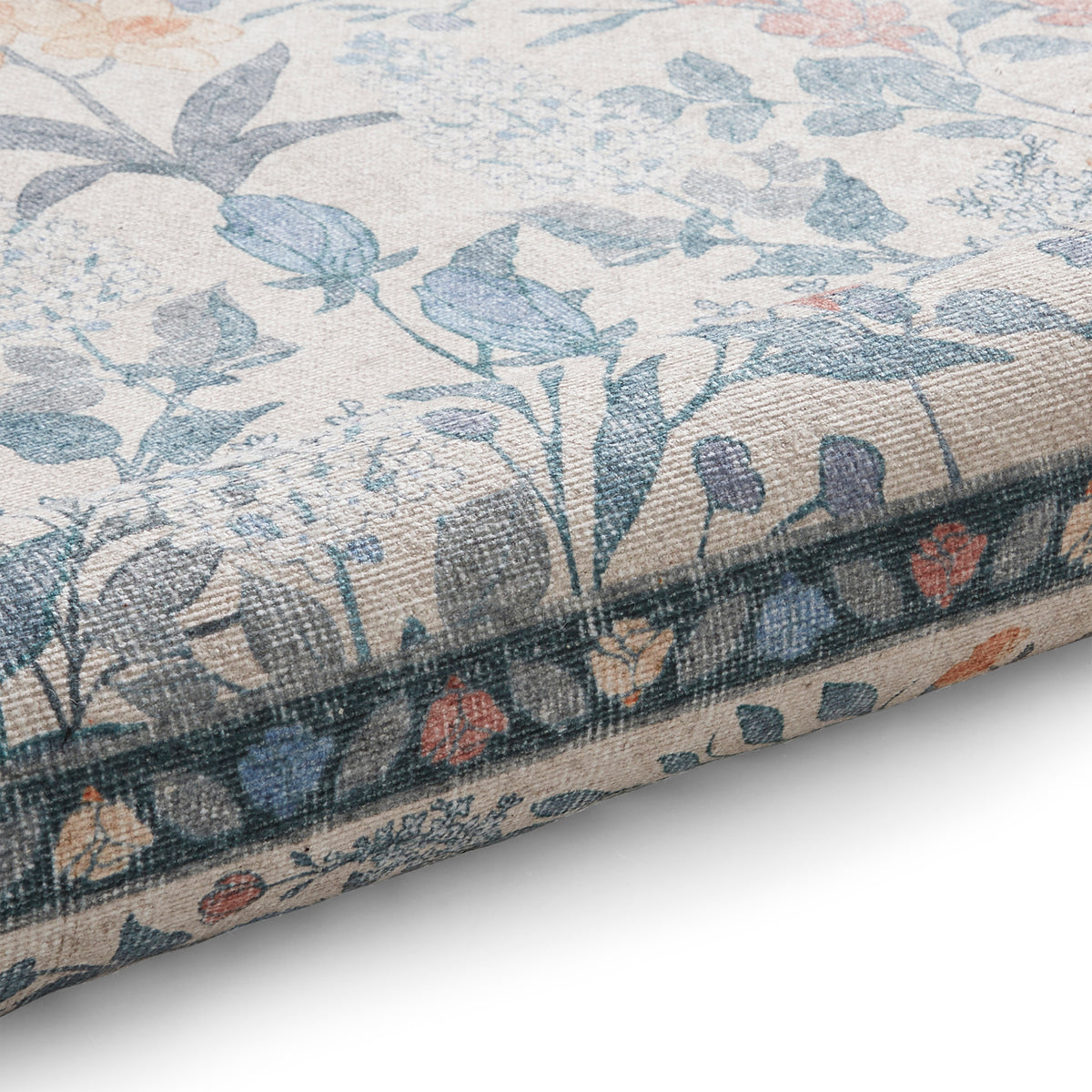 Mila Classic Floral Print Rug Beige Blue from Roseland Furniture