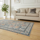 Mila Classic Floral Print Rug Beige Blue from Roseland Furniture