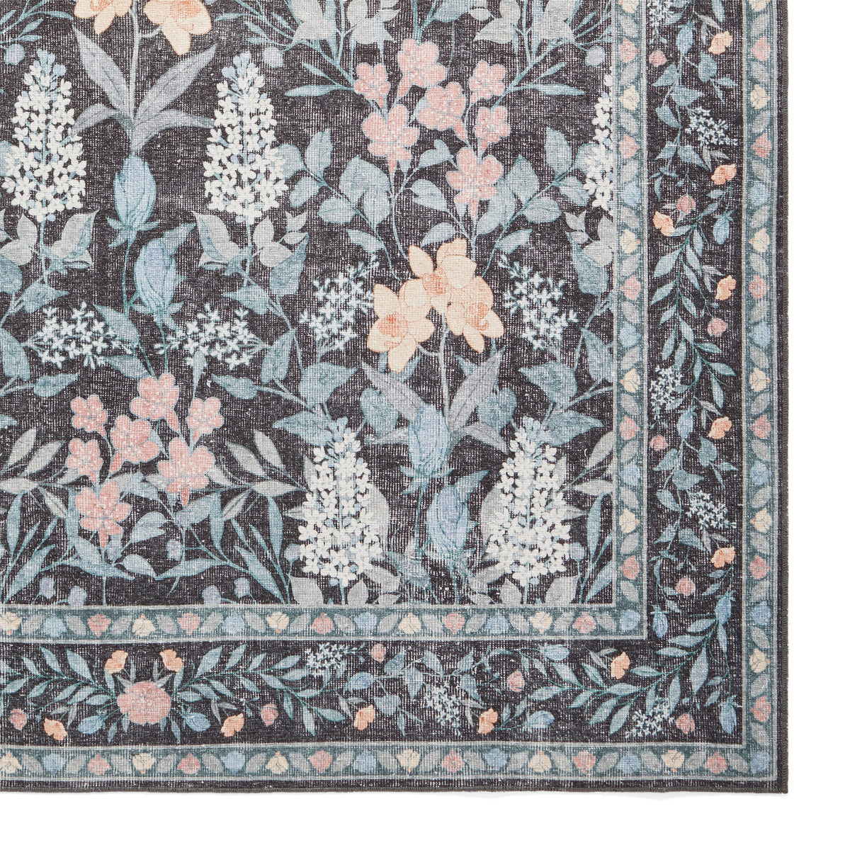 Mila Classic Floral Print Rug Dark Blue from Roseland Furniture