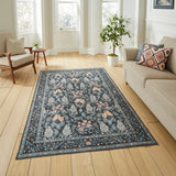 Mila Classic Floral Print Rug Dark Blue from Roseland Furniture