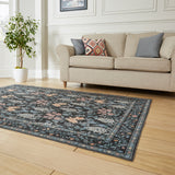 Mila Classic Floral Print Rug Dark Blue from Roseland Furniture