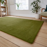 Lauder Plain Wool Border Rug Green from Roseland Furniture