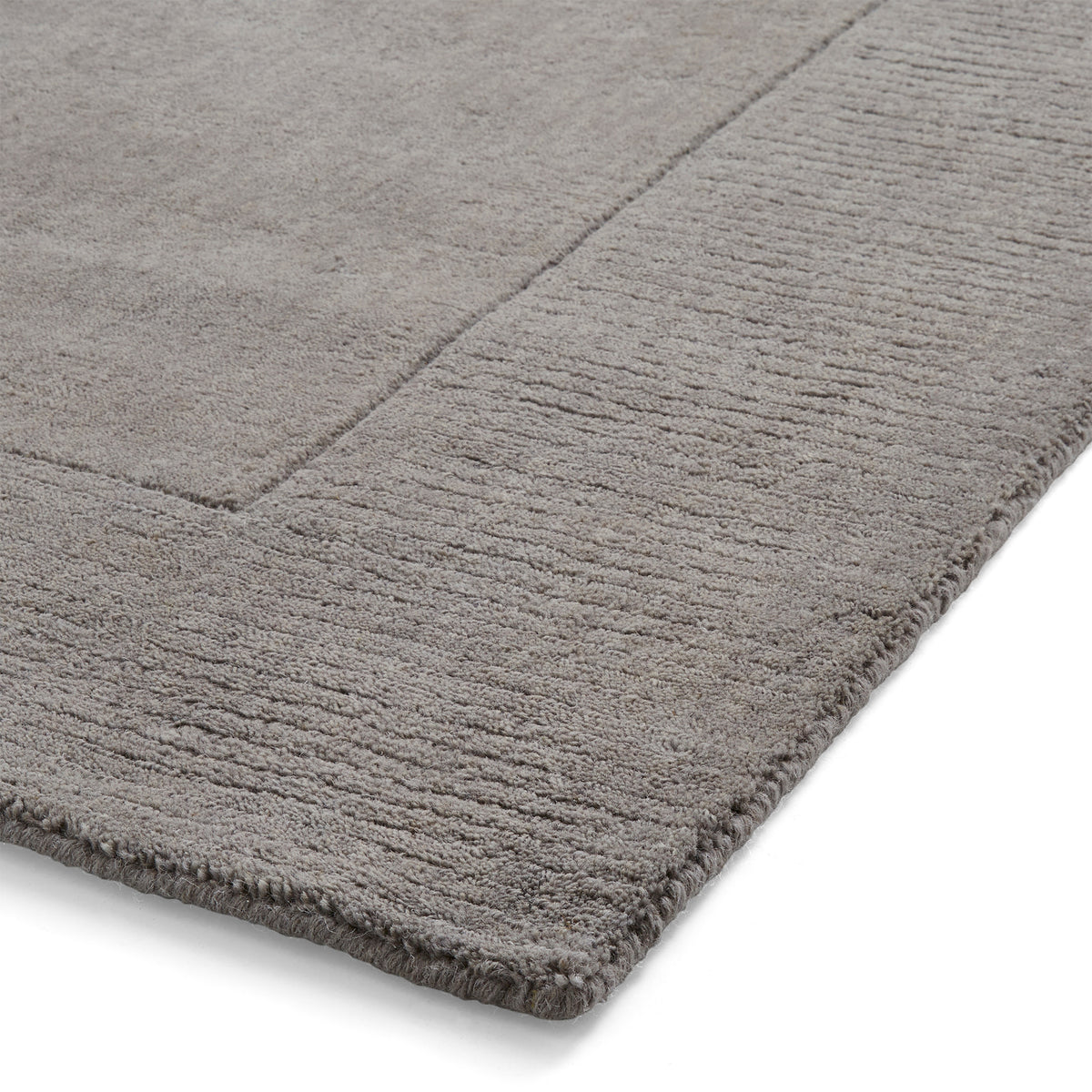 Lauder Plain Wool Border Rug Grey from Roseland Furniture