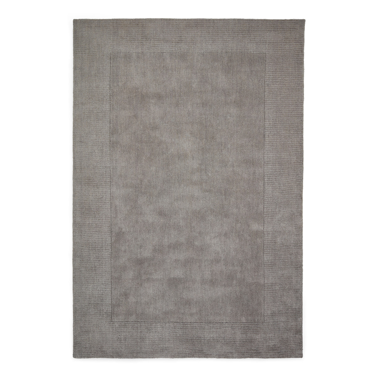 Lauder Plain Wool Border Rug Grey from Roseland Furniture