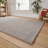 Lauder Plain Wool Border Rug Grey from Roseland Furniture