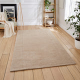 Lauder Plain Wool Border Rug Natural from Roseland Furniture