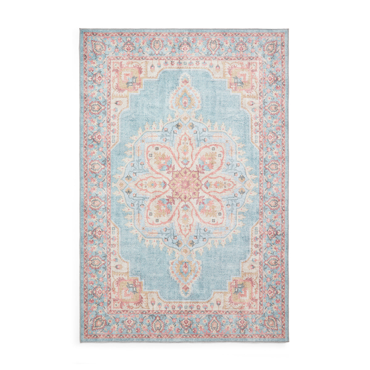 Madison Washable Vintage Inspired Rug Blue Beige from Roseland Furniture