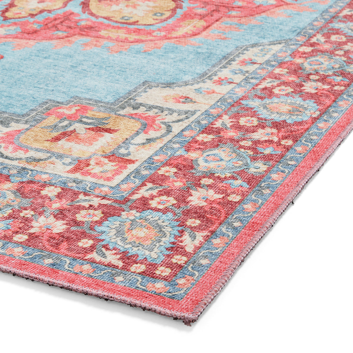 Madison Washable Vintage Inspired Rug Blue Red from Roseland Furniture