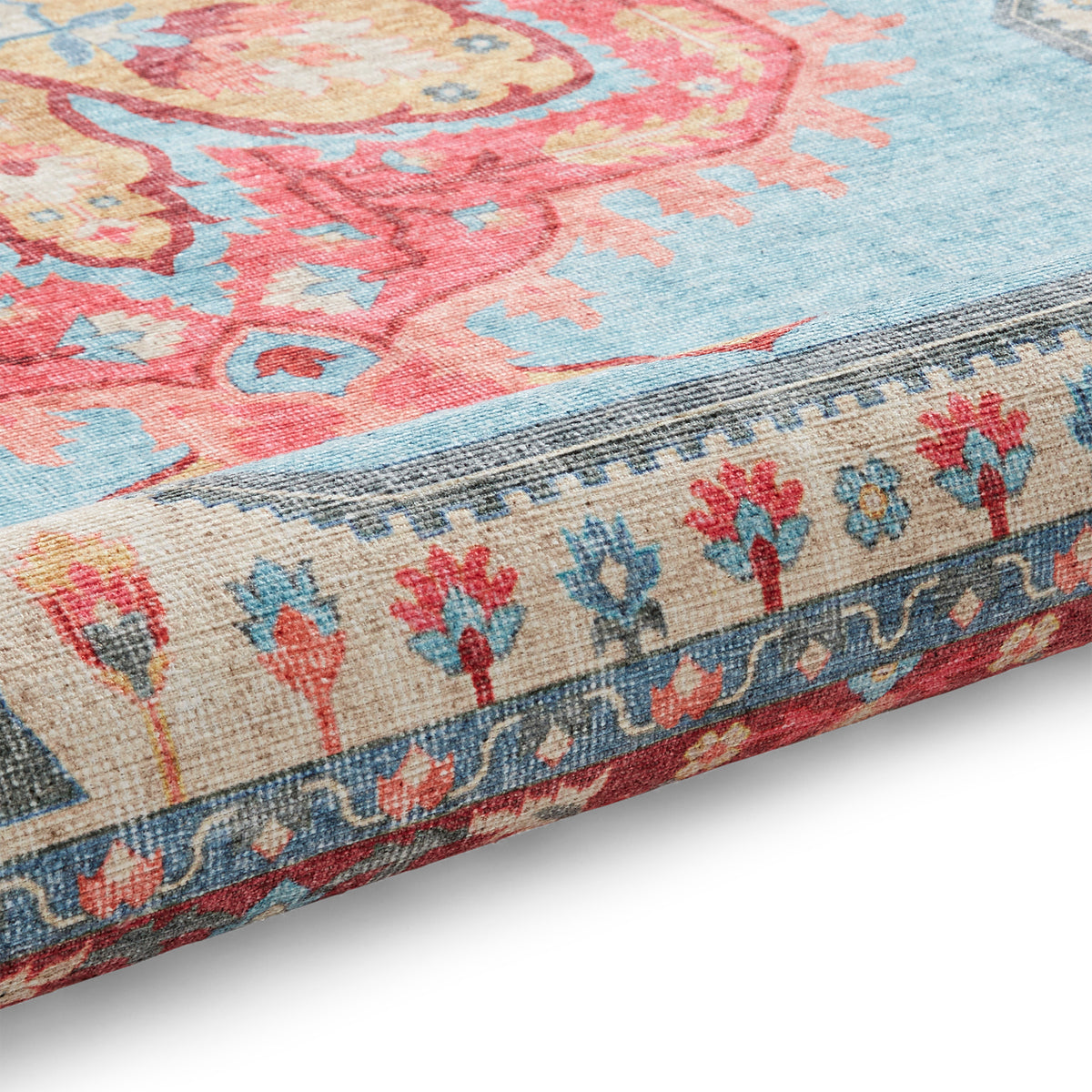 Madison Washable Vintage Inspired Rug Blue Red from Roseland Furniture