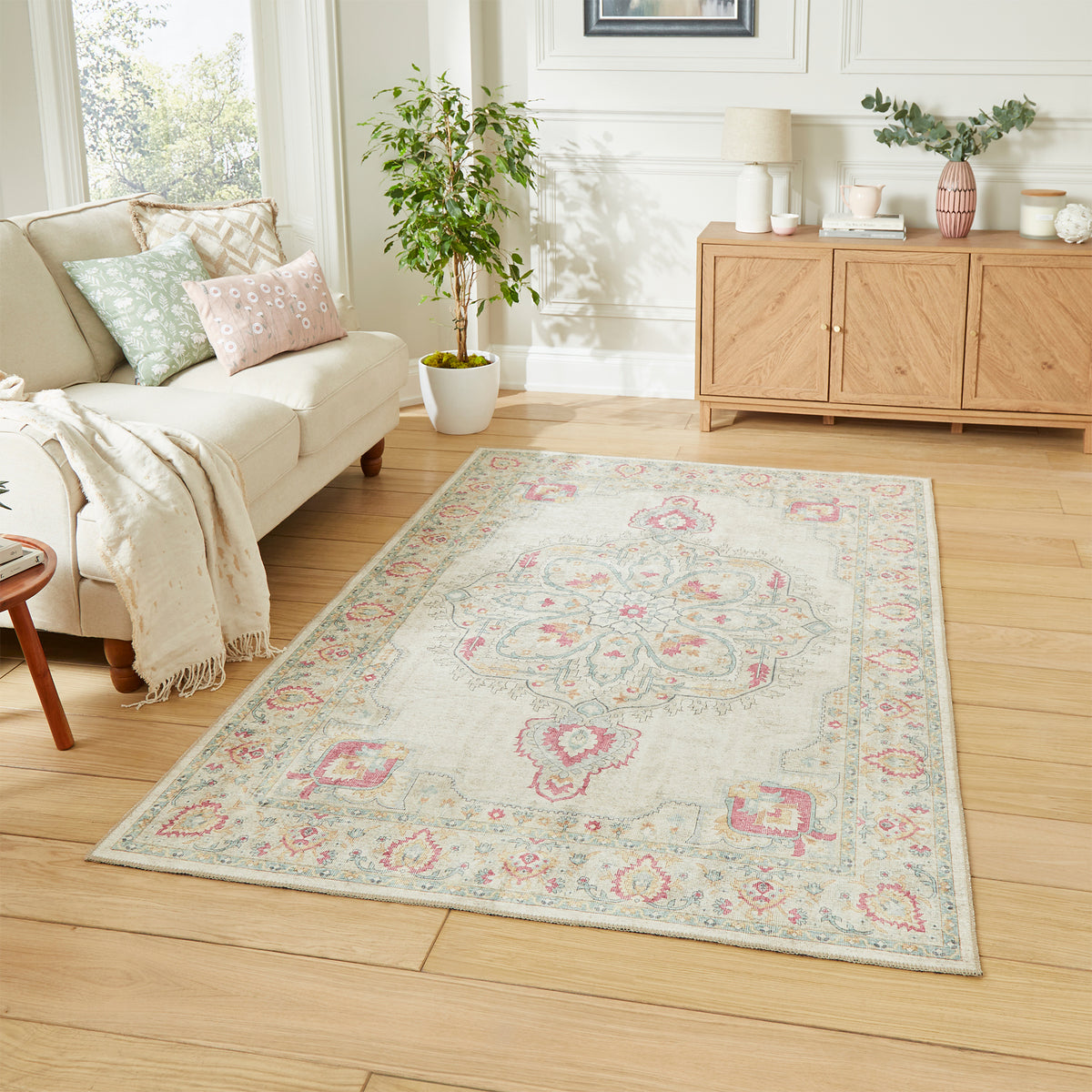 Madison Washable Vintage Inspired Rug Cream from Roseland Furniture