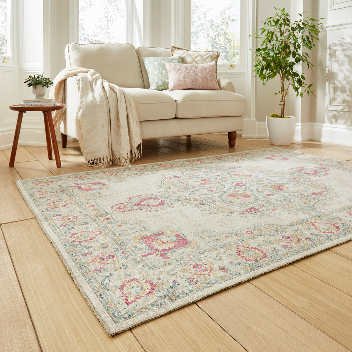 Madison Washable Vintage Inspired Rug Cream from Roseland Furniture