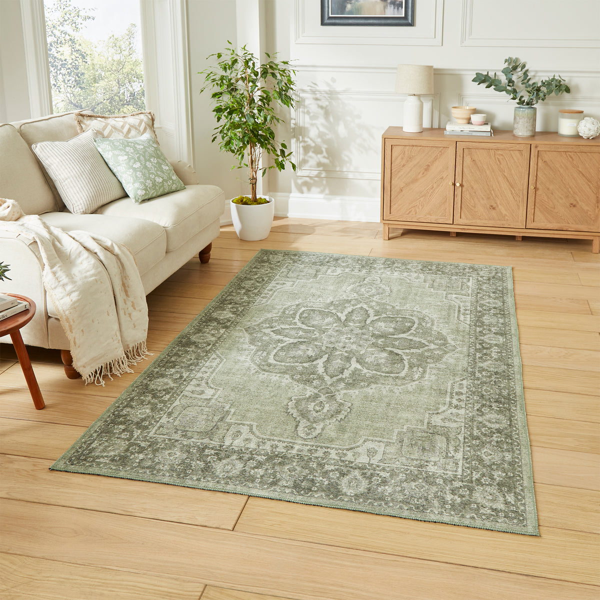 Madison Washable Vintage Inspired Rug Green from Roseland Furniture