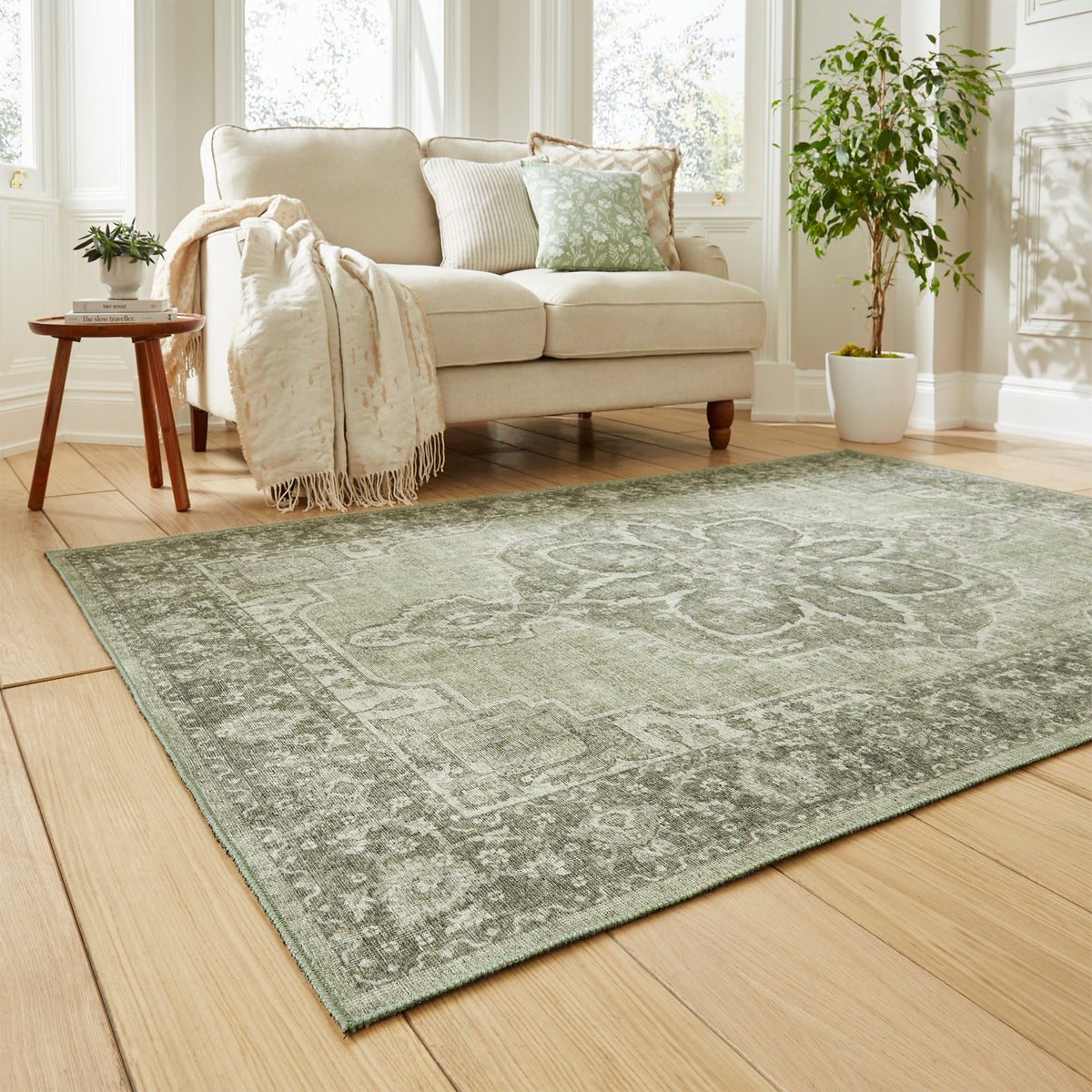 Madison Washable Vintage Inspired Rug Green from Roseland Furniture