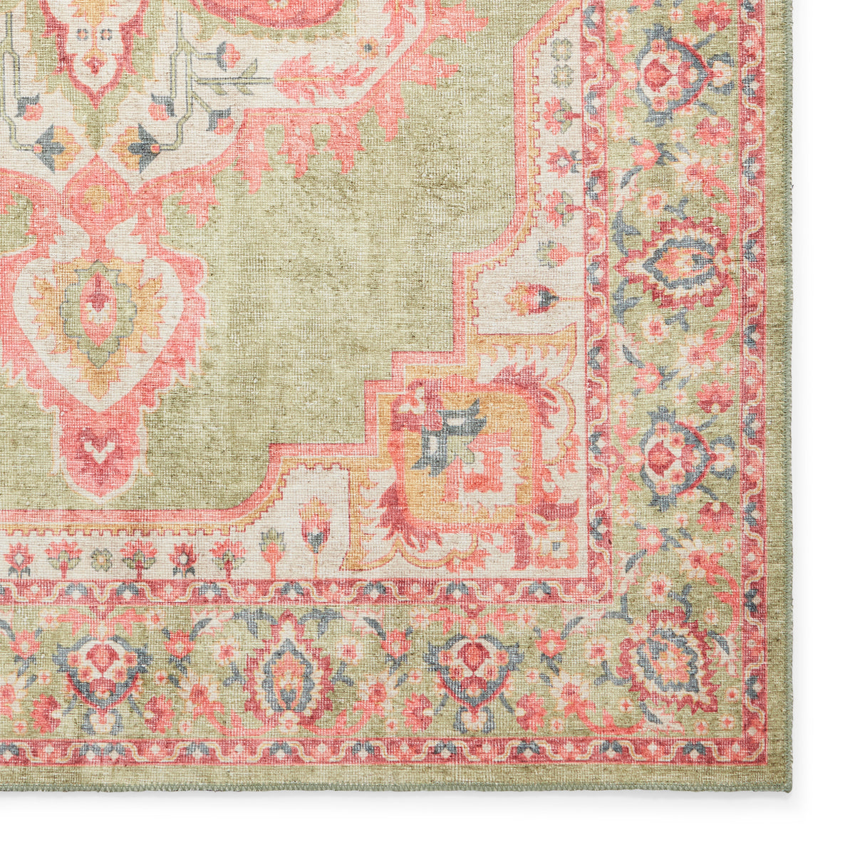 Madison Washable Vintage Inspired Rug Green Pink from Roseland Furniture